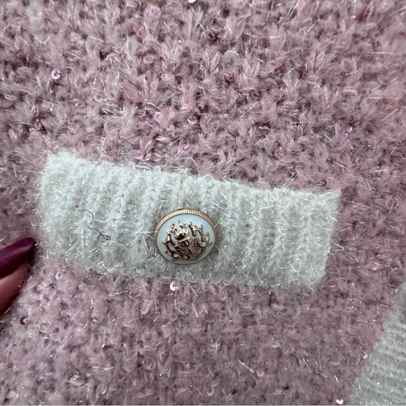 Maje 1 Mission Lurex Pink Gold Cardigan - Picture 3 of 5